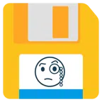 floppy disc + faccina con monocolo