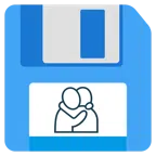 floppy disc + persone che si abbracciano