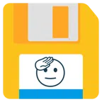 floppy disc + faccina che fa il saluto