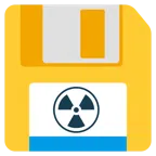 floppy disc + simbolo della radioattività
