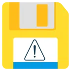 floppy disc + simbolo di avviso