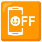 cellulare spento + faccina con sorriso e occhi spalancati