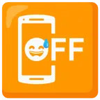 cellulare spento + faccina con sorriso e goccia di sudore