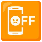 Mobiltelefon aus + verärgertes Gesicht