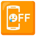 Mobiltelefon aus + weinendes Gesicht