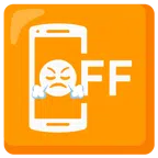 Mobiltelefon aus + schnaubendes Gesicht
