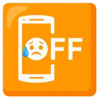 Mobiltelefon aus + trauriges aber erleichtertes Gesicht
