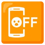 Mobiltelefon aus + Gesicht mit offenem Mund