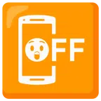 Mobiltelefon aus + erstauntes Gesicht