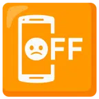 Mobiltelefon aus + betrübtes Gesicht