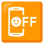 cellulare spento + faccina con sorriso accennato