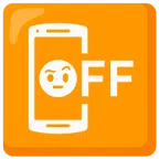 Mobiltelefon aus + Gesicht mit hochgezogenen Augenbrauen