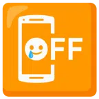 cellulare spento + faccina sorridente con lacrima
