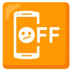 Mobiltelefon aus + Gesicht mit schrägem Mund
