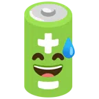 batteria + faccina con sorriso e goccia di sudore
