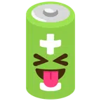 batteria + faccina che strizza gli occhi e mostra la lingua