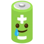 batteria + faccina sorridente con lacrima