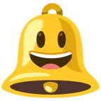 Glocke + grinsendes Gesicht mit großen Augen