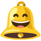 Glocke + grinsendes Gesicht mit lachenden Augen