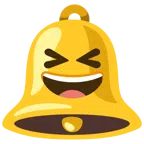 Glocke + Grinsegesicht mit zugekniffenen Augen