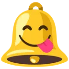 Glocke + sich die Lippen leckendes Gesicht