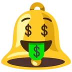Glocke + Gesicht mit Dollarzeichen