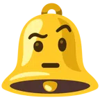 Glocke + Gesicht mit hochgezogenen Augenbrauen