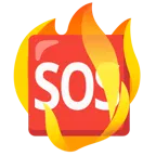 Feuer + SOS-Zeichen