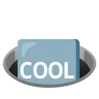 Loch + Wort „Cool“ in blauem Quadrat