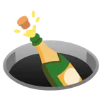 Loch + Flasche mit knallendem Korken