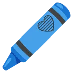 pastello a cera + cuore blu