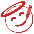 pastello a cera + faccina con sorriso e aureola