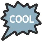 Sprechblase für wütende Aussage rechts + Wort „Cool“ in blauem Quadrat
