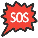 Sprechblase für wütende Aussage rechts + SOS-Zeichen