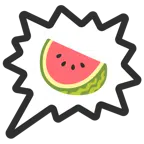 Sprechblase für wütende Aussage rechts + Wassermelone