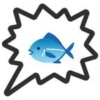 Sprechblase für wütende Aussage rechts + Fisch