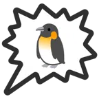 Sprechblase für wütende Aussage rechts + Pinguin