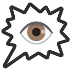 Sprechblase für wütende Aussage rechts + Auge