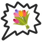 Sprechblase für wütende Aussage rechts + Blumenstrauß