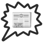 Sprechblase für wütende Aussage rechts + Zeitung