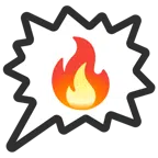 Sprechblase für wütende Aussage rechts + Feuer