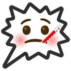 Sprechblase für wütende Aussage rechts + Gesicht mit Fieberthermometer