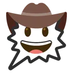 Sprechblase für wütende Aussage rechts + Gesicht mit Cowboyhut