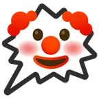 Sprechblase für wütende Aussage rechts + Clown-Gesicht
