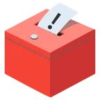 Urne mit Wahlzettel + rotes Ausrufezeichen