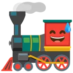 locomotiva + faccina con sorriso e goccia di sudore