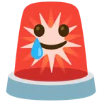 สัญญาณไฟตำรวจ + ใบหน้ายิ้มทั้งน้ำตา