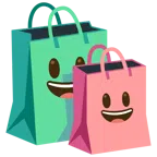 borse della spesa + faccina con sorriso e occhi spalancati