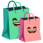 borse della spesa + faccina con sorriso e occhi sorridenti
