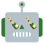 Roboter + Flasche mit knallendem Korken